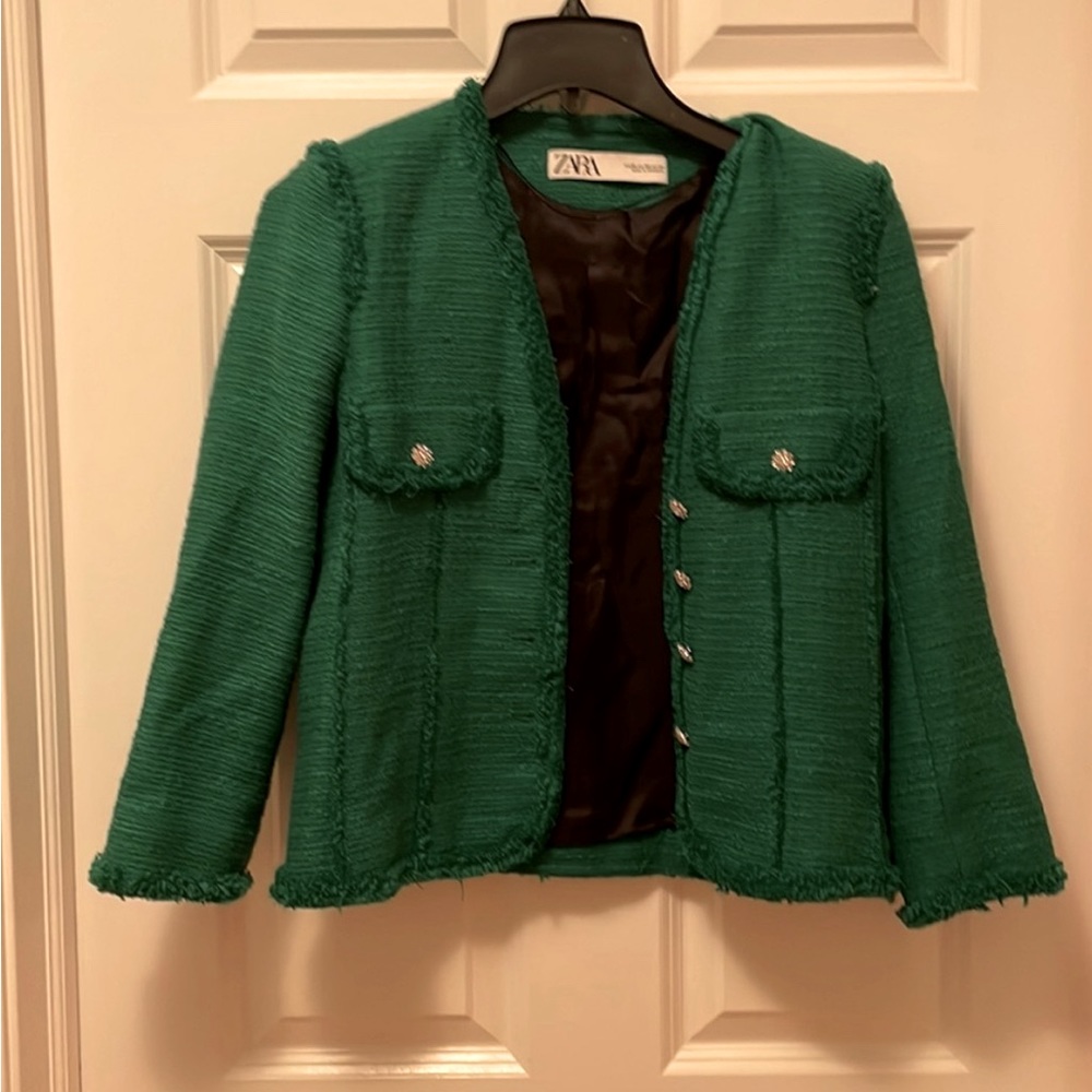 Zara chic tweed cropped jacket